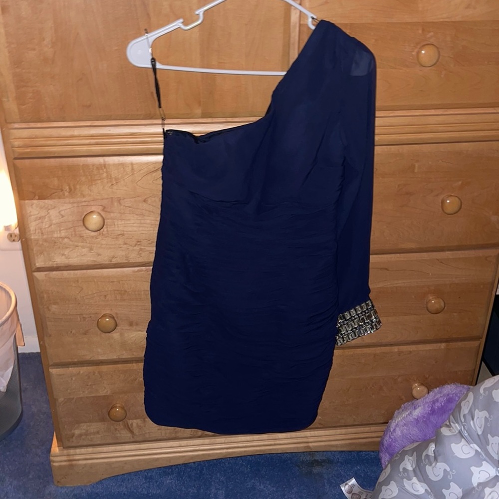 Royal Blue off the shoulder one long sleeve dress!